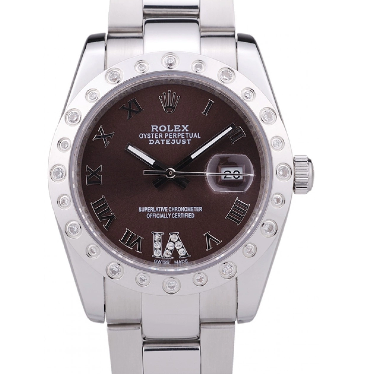 Best AAA Replica Sites 7466 Diamond Bezel Datejust Rolex Dial Brown 0611